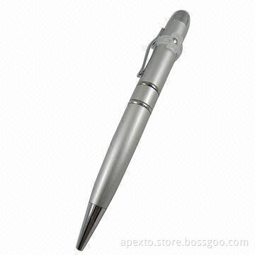 Pen USB Flash Drives with 256MB to 32GB Memory, Support Laser Pointer Function